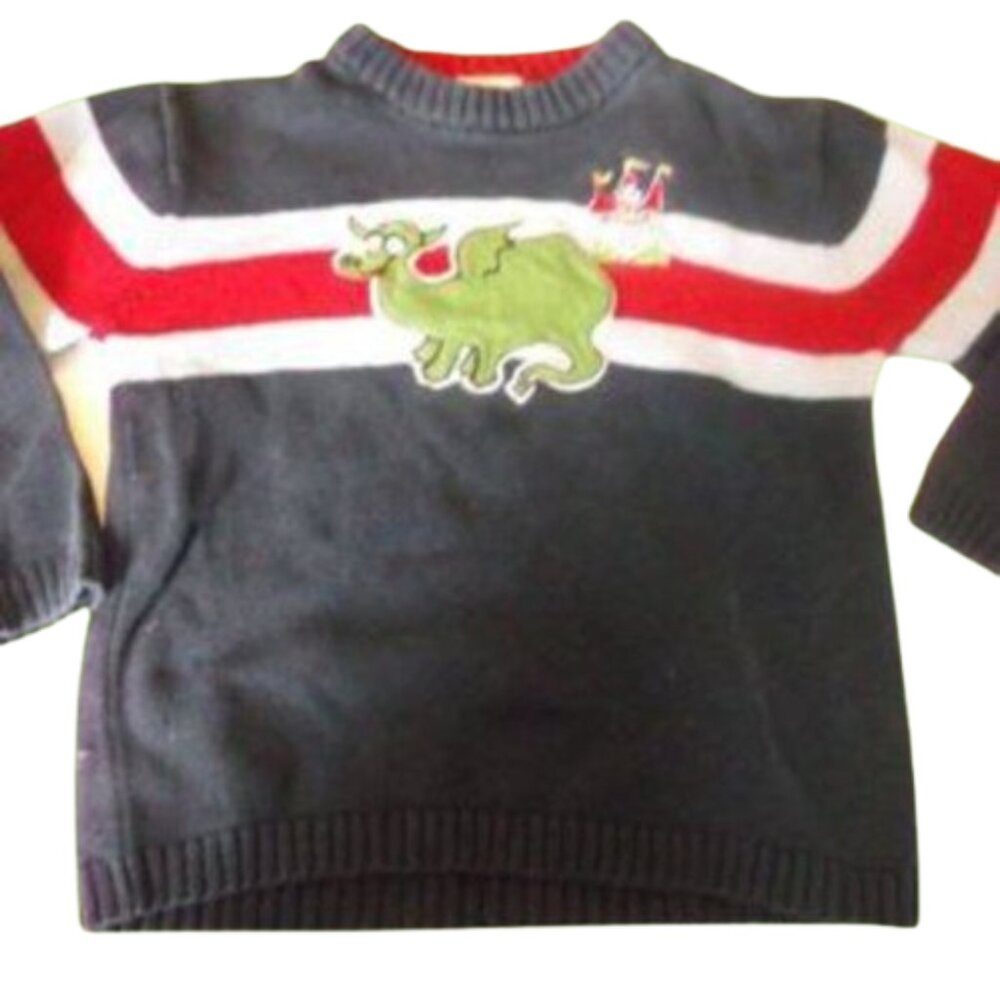 ---  Navy Blue Sweater W Dragon Boy 6X (runs like sz 5)